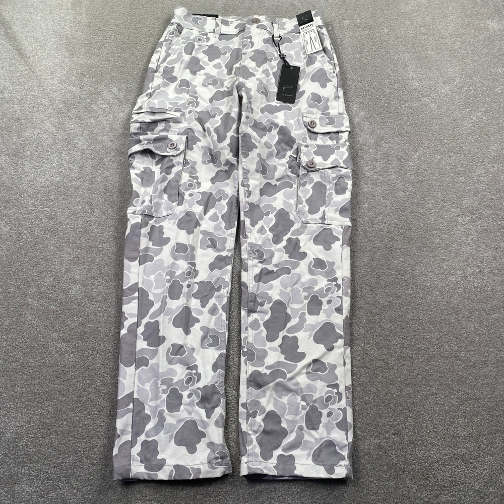 Public Supply NYC Cargo Pants Mens 32 Grey Turtle Camo Relaxed Fit Straight Leg